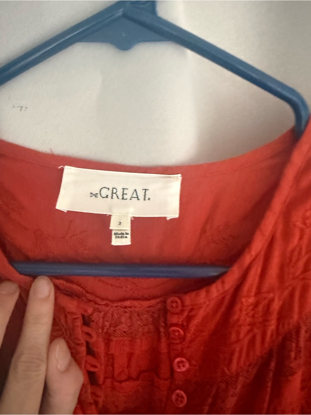 The GREAT. Burnt Orange Embroidered Maxi Dress | Size 2 (medium) - Picture 4 of 6